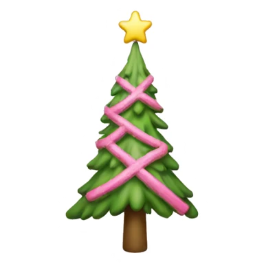 Pink Christmas tree with a cross as a topper sticker