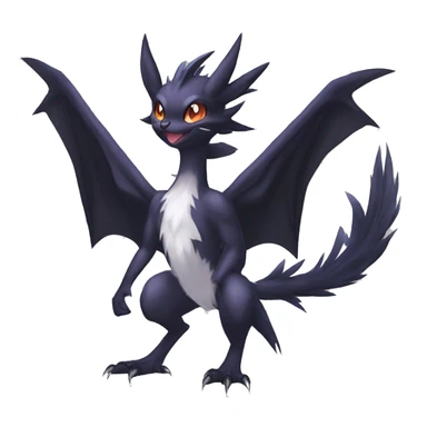 Edgy Cool Fluffy Nargacuga-Noivern-Pokémon-fusion-cat Full Body sticker