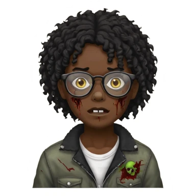 Faz uma zombie de cabelo preto cacheado e óculos de grau preto sticker