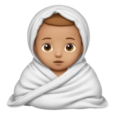 light brown skinned baby swaddled in a white blanket sticker