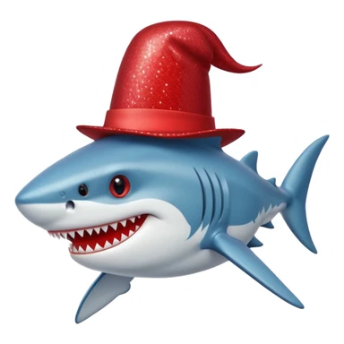 red glitter top hat shark sticker
