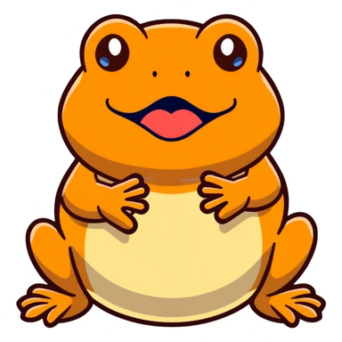 humorous toad with chocolate-covered lips making a burping expression, bufo toad character sticker