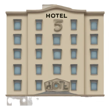 5 starts hotel building with sign “hotel” sticker