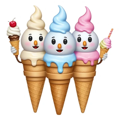 snowmen with ice cream sticker