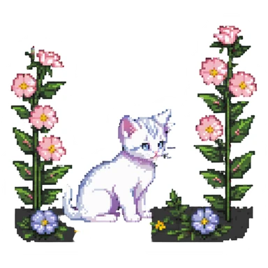 Kitten smells flowers sticker