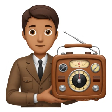 a vintage radio in the hands of a man  sticker