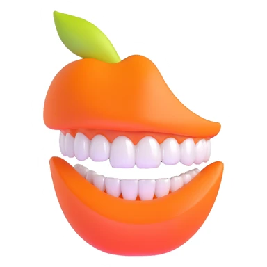 perfect smile with shiny white teeth, lips in vibrant orange color sticker