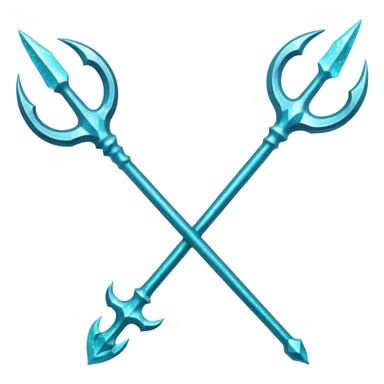 Cyan Poseidon's trident with glitter sticker