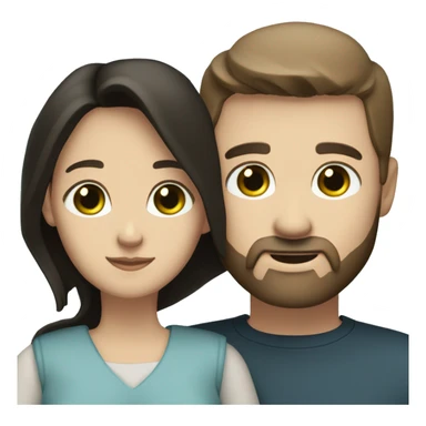 White man BROWN beard and blue eyes and BROWN hair hugging white woman with long straight black hair and green eyes sticker