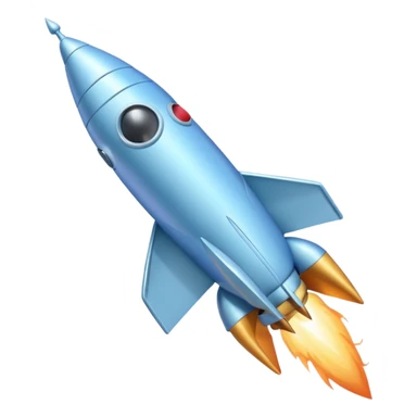 a pastel baby blue rocket ship flying to the moon  sticker