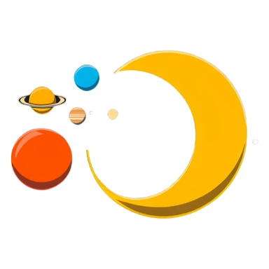 letter J as the sun with planets in orbit around it sticker