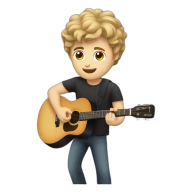 A caucasian guy with dark hair playing guitar and singing in concert sticker