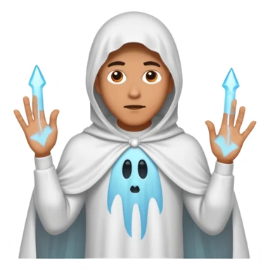 Make a guy in a ghost outfit with a point top sticker