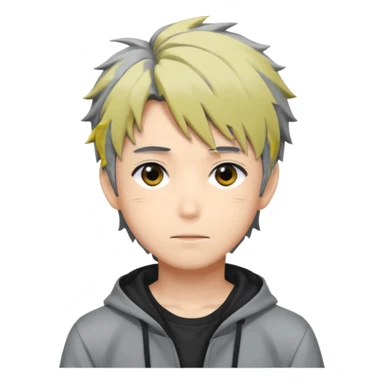 Anime boy Tokyo with messy black grey hair sticker