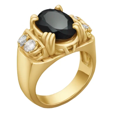 gold ring with black oval diamond sticker