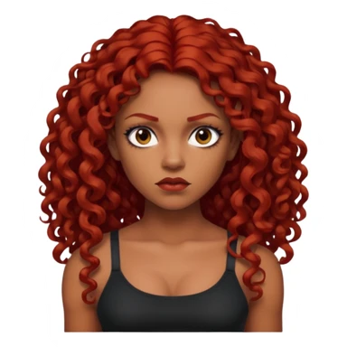 Preta, do cabelo grande cacheado, vermelho, cara de Seria, croped sticker