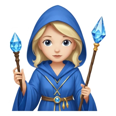 girl Wizard in blue robe with crystal-topped staff sticker