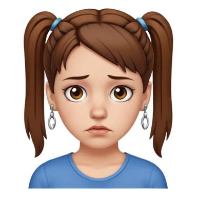 a white girl with brown hair in short pigtails with piercings frowning sticker