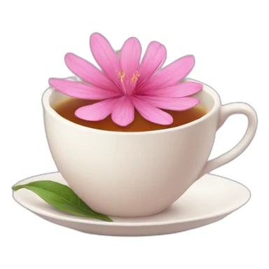 cup of tea pink flower sticker