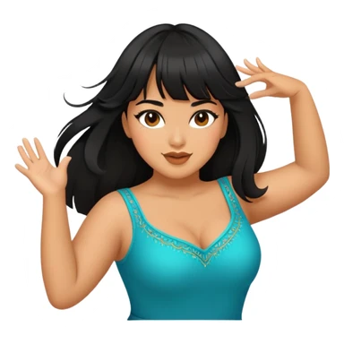 Latina girl with bangs black long hair plus size dancing sticker