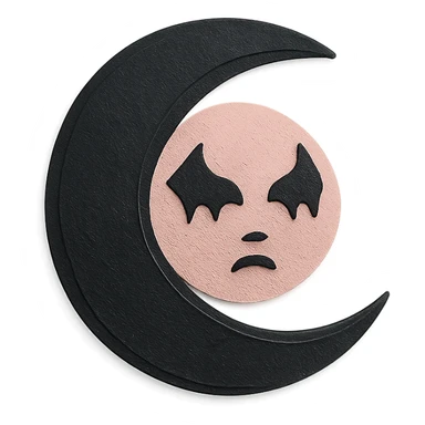 gothic moon, black and pink colors, no background sticker