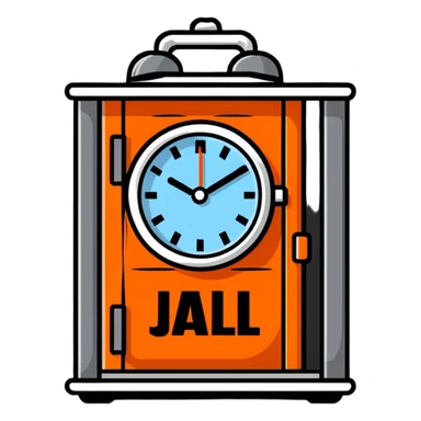 alarm clock imprisoned in a jail cell sticker