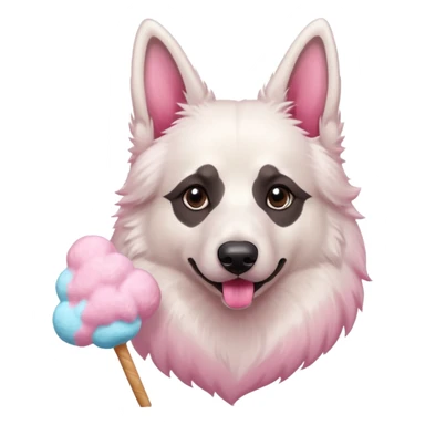 White belgian Shepard loves Cotton candy  in fall sticker