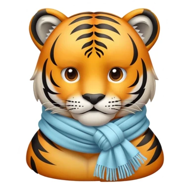 cold tiger face shivering with scarf and frost for Twitch emote sticker