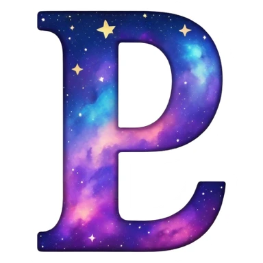 letter J filled with galaxy pattern and stars sticker