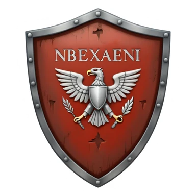 a steel shield with engraved roman letter for new—looks battle worn sticker