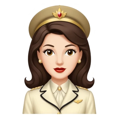 Maxene Andrews from the Andrews Sisters with long dark brown hair, ivory outfit sticker