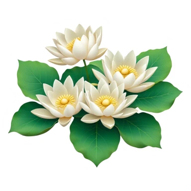 bouquet white Nymphaea lotus,stem, lotus leaf sticker