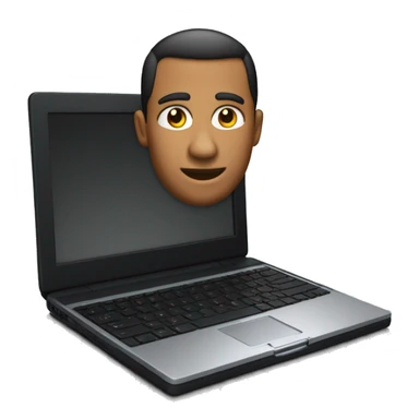 2001 black Mac laptop tilted facing forward sticker