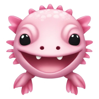 Cute pink axolotl smiling sticker