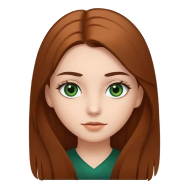 Girl with dark green eyes, light eyebrows and long brown straight hair sticker