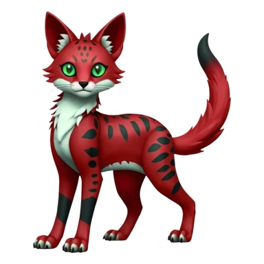 Epic complex knightly divine glorious futuristic detailed dark dusky gloomy deep gothic red, realistic Fakémon-Sprigatito-Floragato-Meowscarada-Trico-Sergal-Serval-Vernid-creature (full body) sticker