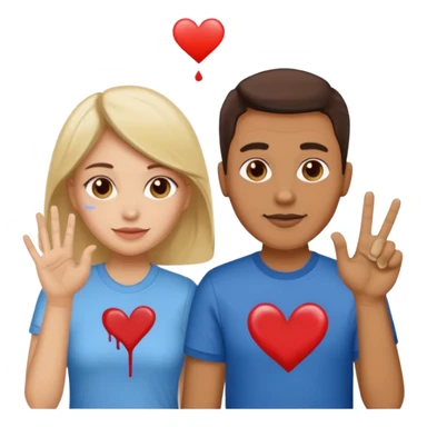 a couple the man has a shirt that says i love to finger paint and the womans shirt says am paint sticker