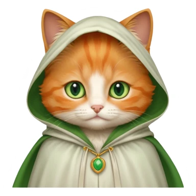 baby orange cat green eyes, in white cloak sticker