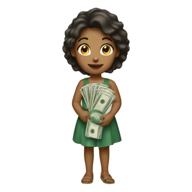A girl holding money  sticker