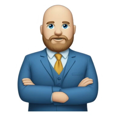 blue-eyed overweight bald man with a long beard in a blue suit sticker