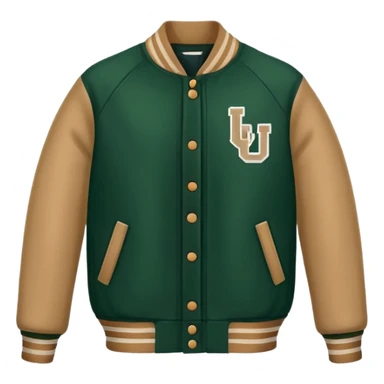 Dark green and tan varsity letterman jacket sticker