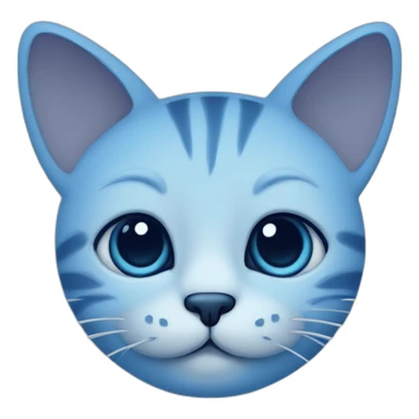 Blue simplistic sketch of a cute cat face sticker