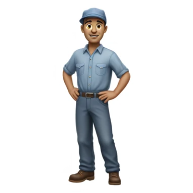 photorealistic blue collar worker 1950s sticker