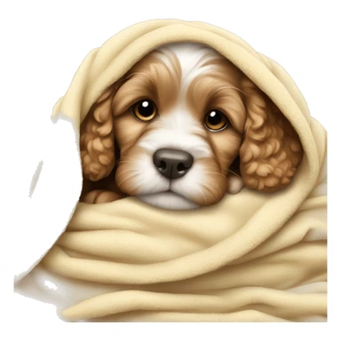 cute cockapoo puppy sleep in blanket sticker