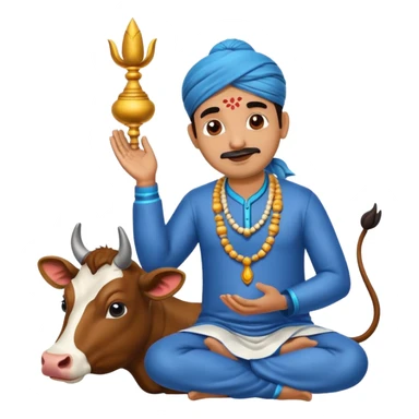 Indian man worshipping cow sticker