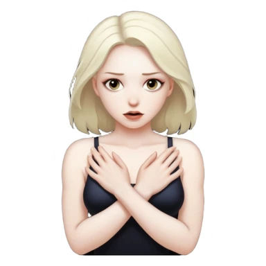 Woman holding herself in shadow, power fully awakened, erotic restraint sticker