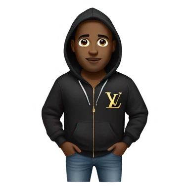 Heavy black guy wearing louis vuitton hoodie sticker