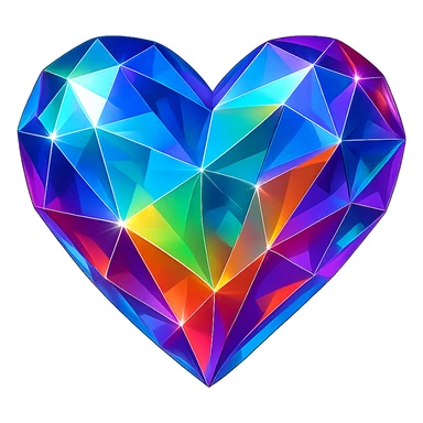 heart with a prismatic crystal look, clean digital illustration sticker