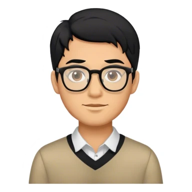 man with glasses black hair  sticker