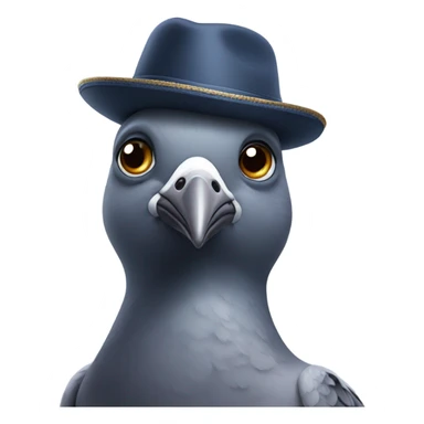 Pigeon with a hat sticker